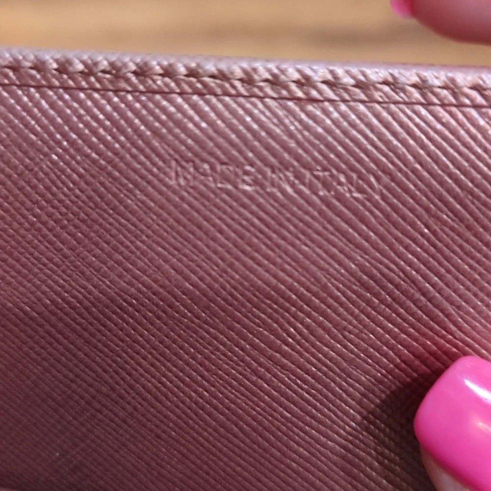 Prada Saffiano Metallic Leather Continental Rose gold Pink Double Snap Wallet - Picture 7 of 17